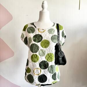 Green‎ Polka Dot Top, Retro, Mod, Vintage, Retro, Cottagecore, Playful, Large